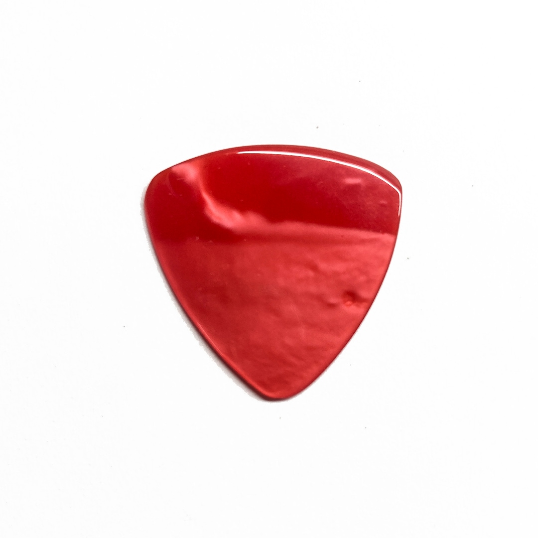 Red Synth Shell Handmade Guitar Pick, Large Triangle, Plectrum