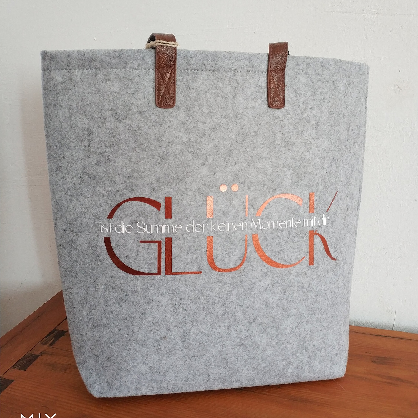 Filztasche mit Lederhenkel/ liebevoller Spruch/ Einkaufstasche Etsy.de
