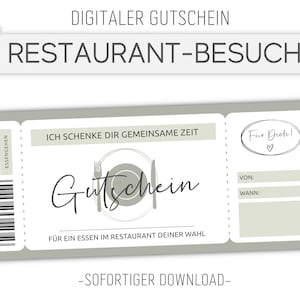 Vale Restaurante Verde | Plantilla editable | Imprimir | Plantilla de voucher para imprimir | Idea de regalo | Personalizable | Descargar