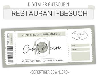 Restaurant Voucher Green | Editable Template | Printable | Voucher Template for Printing | Gift Idea | Customizable | Download
