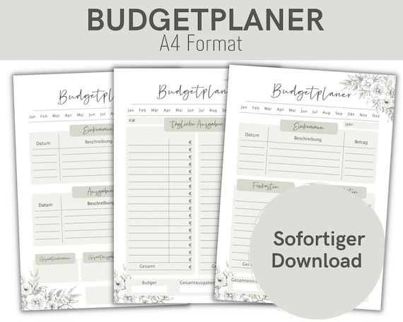 Budgetplaner Mediterran | Budgetplanung | Finanzplanung | Monatliches Budget | Haushaltsbuch | Digitaler PDF Download | A4 Format