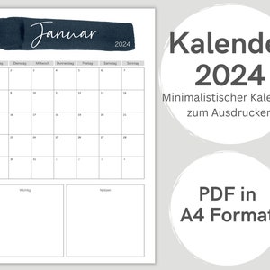 Könnte beinhalten: Ein druckbarer Kalender für Januar 2024 mit einem dunkelblauen Aquarellhintergrund. Der Kalender hat Platz für jeden Tag des Monats und zwei Abschnitte für Notizen mit den Bezeichnungen "Wichtig" und "Notizen".