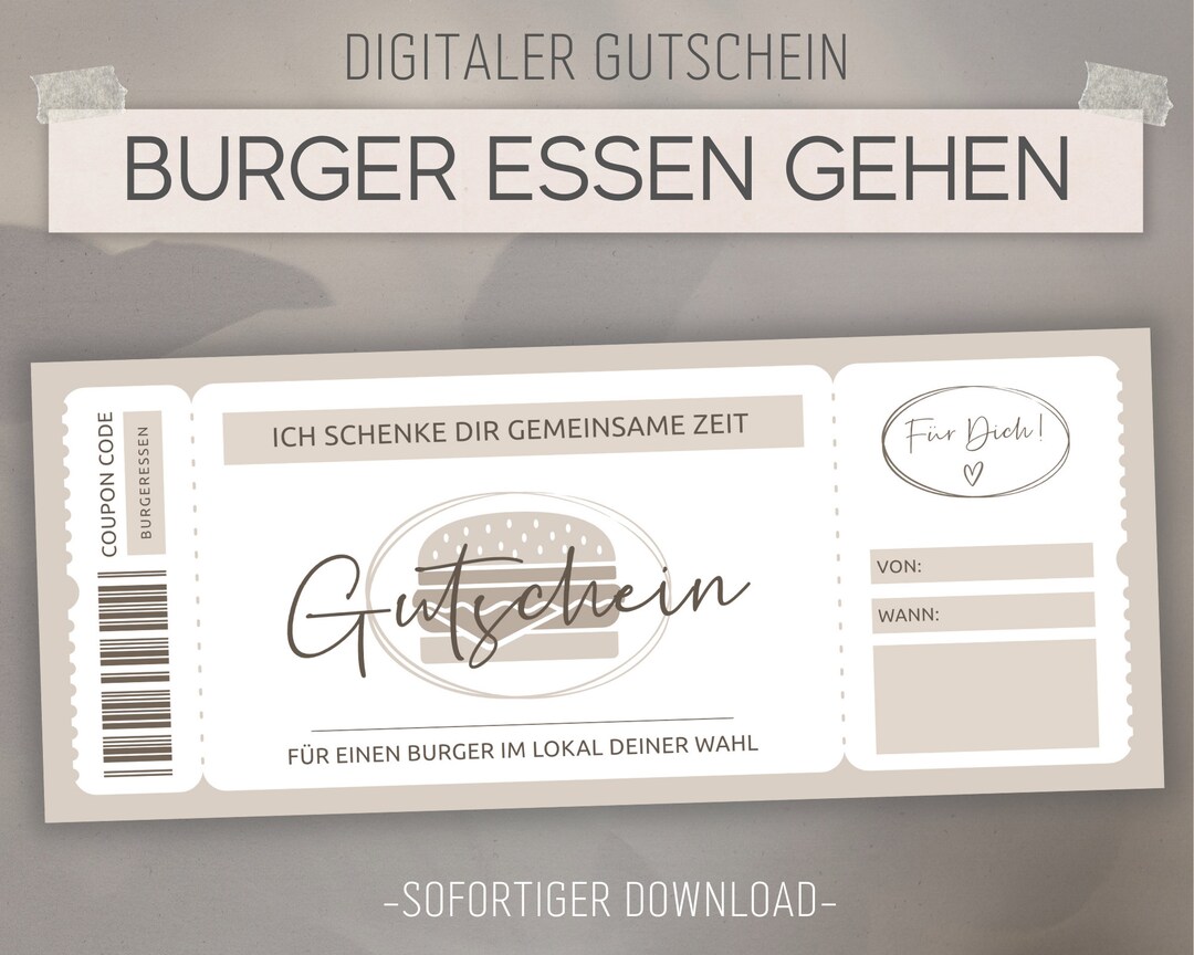 Burger Food Voucher | Editable Template | Printable | Printable Voucher ...