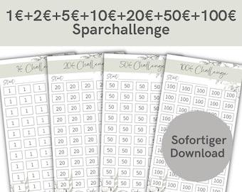 1 + 2 + 5 + 10 + 20 + 50 + 100 Euro Mediterranean Savings Challenge | Savings Challenges | For A6 Zipper Envelope Method | PDF Download