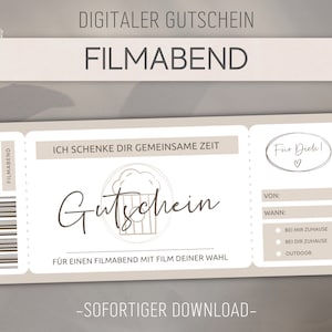 Movie Night Voucher | Editable Template | Printable | Printable Voucher Template | Gift Idea | Personalizable | Download