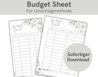 Budget sheet with Mediterranean design | Budget cover sheet | Tracker for envelope method | Size: A6 and zippered envelope | Digital PDF download