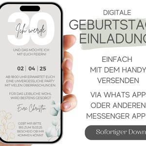 eCARD Geburtstags Party Einladung | Digitale WhatsApp Geburtstagskarte | Personalisierbar | Moderne Handyeinladung | Sofortiger Download