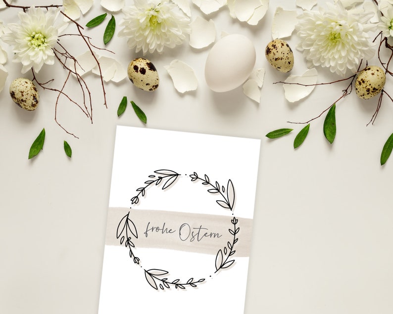 Set of 4 Easter cards to print out minimalist beige printable Easter cards Happy Easter A6 format PDF file download image 5