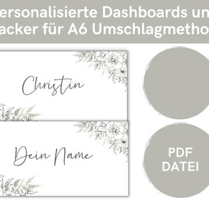 Personalisierte Dashboards und Tracker für A6 Umschlagmethode | Umschlagmethode im Budget Binder | PDF Datei