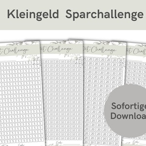 Kleingeld Sparchallenges Mediterran| 5+10+20+50 Cent Challenges zum Sparen |  Für A6 Zipper für Umschlagmethode | PDF Download