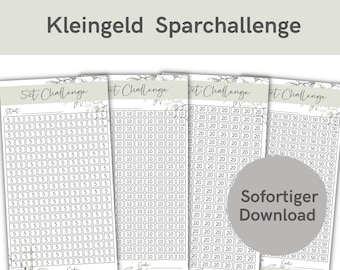 Small change savings challenges Mediterranean | 5+10+20+50 cent challenges for saving | For A6 zipper for envelope method | PDF Download