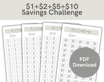 1 + 2 + 5 + 10 + 20 + 50 + 100 Dollar Savings Challenge| Envelope Savings Challenge | For A6 envelope method | PDF Download