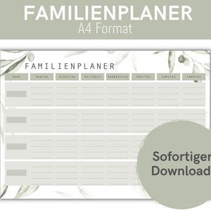 Family planner week to print or digitally for Goodnotes I Undated weekly plan A4 format to fill in yourself I PDF file