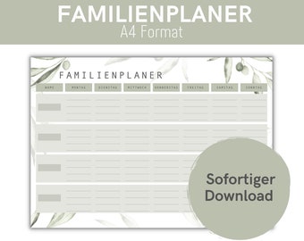 Family planner week to print or digitally for Goodnotes I Undated weekly plan A4 format to fill in yourself I PDF file