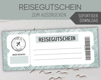 Reise Gutschein | Vorlage editierbar | Gutscheinvorlage zum Ausdrucken | Gemeinsame Urlaubsreise Geschenkidee | Personalisierbar | Download