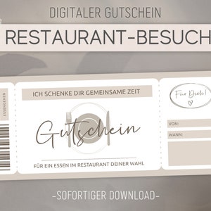 Restaurant Gutschein | Vorlage editierbar | Ausdrucken | Gutscheinvorlage zum ausdrucken | Geschenkidee | Personalisierbar | Download