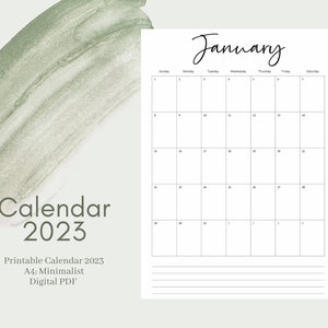 2023 monthly calendar with holidays notes printable etsy singapore