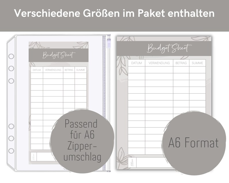 Budget Sheet Sheets Grey-brown| Budget Cover Sheet | Envelope Method ...