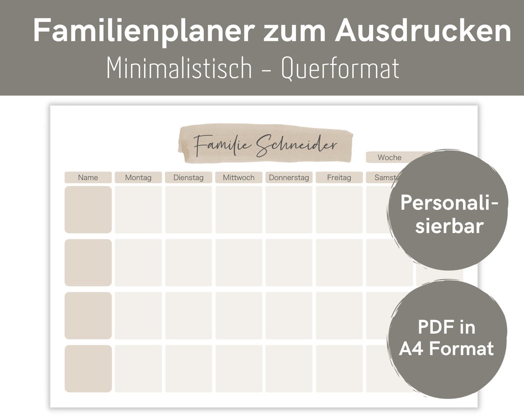  Personalized Family Planner for Printing or Digital for Goodnotes I Illustration 