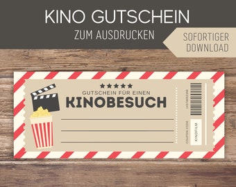 Kino Gutschein Vintage Design| Vorlage editierbar | Gutscheinvorlage zum Ausdrucken | Geschenkidee | Download