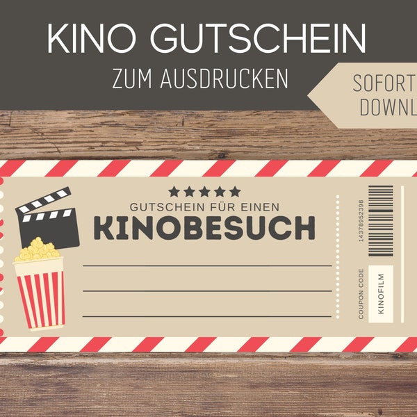 Kino Gutschein Vintage Design| Vorlage editierbar | Gutscheinvorlage zum Ausdrucken | Geschenkidee | Download