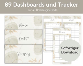89 Dashboards (cover sheets) + Tracker for A6 Envelopes | Envelope method in Budget Binder | Download