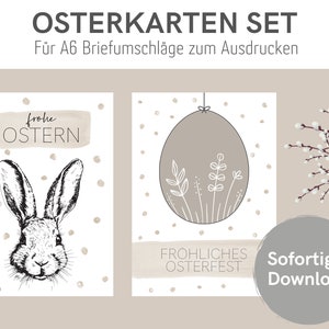 Set of 4 Easter cards to print out minimalist beige printable Easter cards Happy Easter A6 format PDF file download image 1