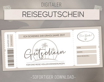 Travel voucher | Editable template | Printable voucher template | Holiday travel gift idea | Customizable | Download