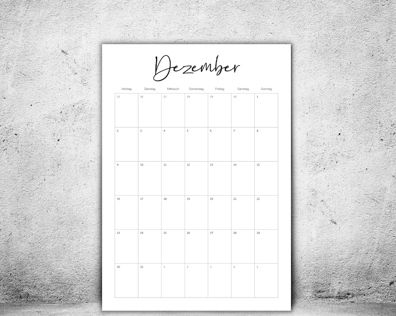 Druckbarer Kalender 2024 Monatsplaner 2024 A5 Format Minimalistischer Jahresplaner zum Ausdrucken Download Digitale PDF Datei Bild 4