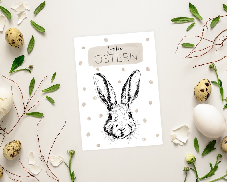 Set of 4 Easter cards to print out minimalist beige printable Easter cards Happy Easter A6 format PDF file download image 4