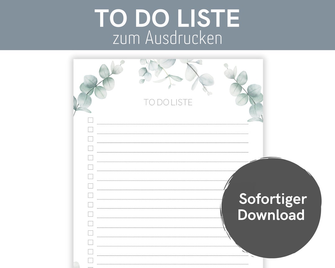 To Do Liste zum Ausdrucken o. Digital für Goodnotes I A4 + A5 Format I