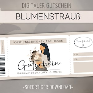 Blumenstrauß Gutschein | Vorlage editierbar | Ausdrucken | Gutscheinvorlage zum ausdrucken | Geschenkidee | Personalisierbar | Download