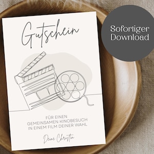 Cinema voucher | Template editable | One Line | Voucher template to print | Gift idea | Download