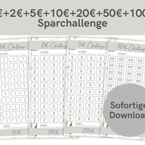1 + 2 + 5 + 10 + 20 + 50 + 100 Euro Savings Challenge Olive| Challenges to save money | For A6 Zipper for envelope method | Download PDF