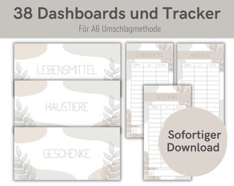 38 dashboards (cover sheets) + trackers with a minimalist design for A6 envelopes. Envelope method in the Budget Binder | Digital PDF Download