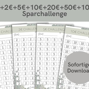 1 + 2 + 5 + 10 + 20 + 50 + 100 Euro Sparchallenge Flower| Challenges zum Sparen |  Für A6 Zipper für Umschlagmethode | PDF Download