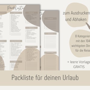 Printable packing list | Checklist to check off/complete | A4 format | Download | Digital PDF file