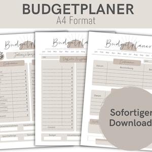 Budget planner with abstract design | Budget planning | Financial planning | Monthly budget | Household book | Digital PDF download | A4 format