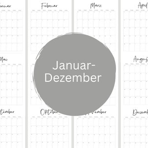 Druckbarer Kalender 2024 Monatsplaner 2024 A5 Format Minimalistischer Jahresplaner zum Ausdrucken Download Digitale PDF Datei Bild 2