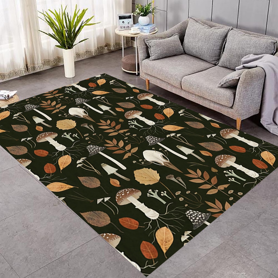 Mushroom Rug Mushroom Art Rugcute Mushroom Rugsfantastic Etsy