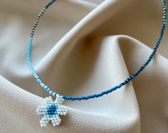 Miyuki Beaded Blue Minimalist Daisy Collier