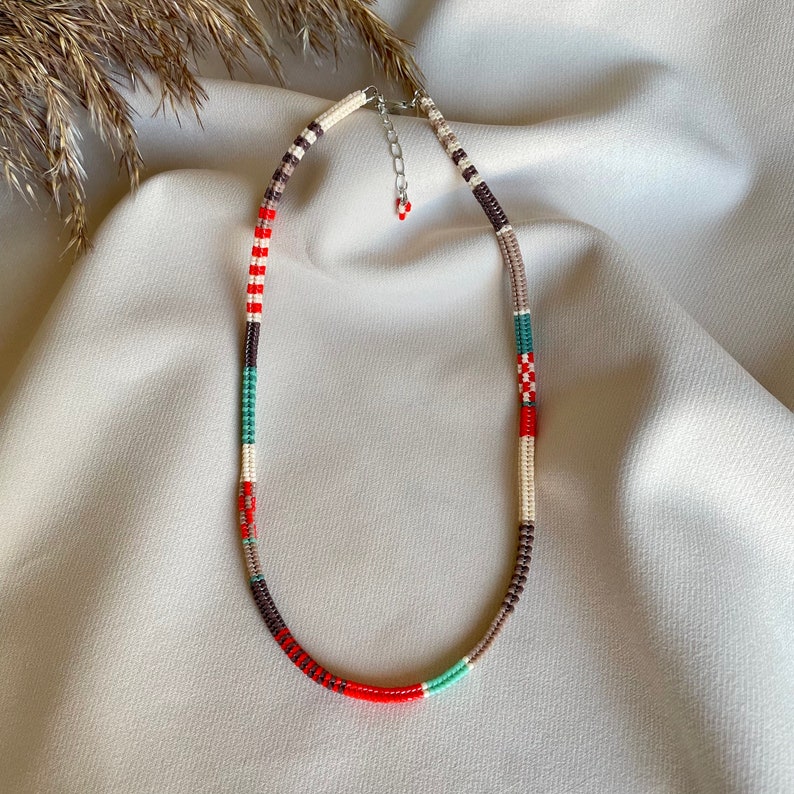 Colourful Handwoven Miyuki Beaded Necklace image 1