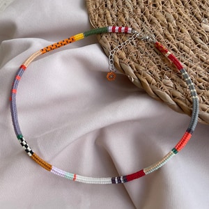 Colourful Miyuki Necklace, Handmade Beaded For Women Necklace, Handwoven Boho Style Beaded Necklace