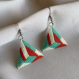 Miyuki Beaded Geometric Handwoven Earrings