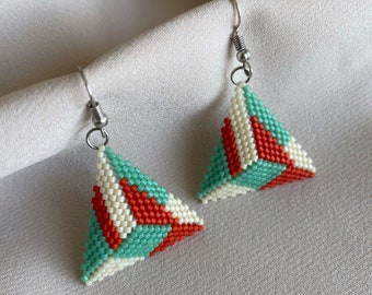 Miyuki Beaded Geometric Handwoven Earrings