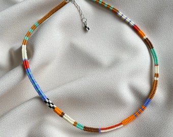 Colourful Miyuki Beaded Necklace, Handwoven Necklace