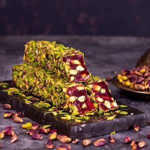 Pomegranate Flavored with Pistachio Turkish Delight, Turkish Delight, Turkish Dessert, Turkish Sweets, Turkish Snacks, Delight Gifts