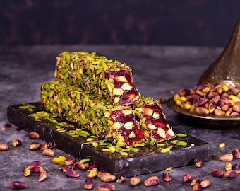 Granada con sabor a pistacho Delicias turcas, Delicias turcas, Postre turco, Dulces turcos, Aperitivos turcos, Regalos de delicias