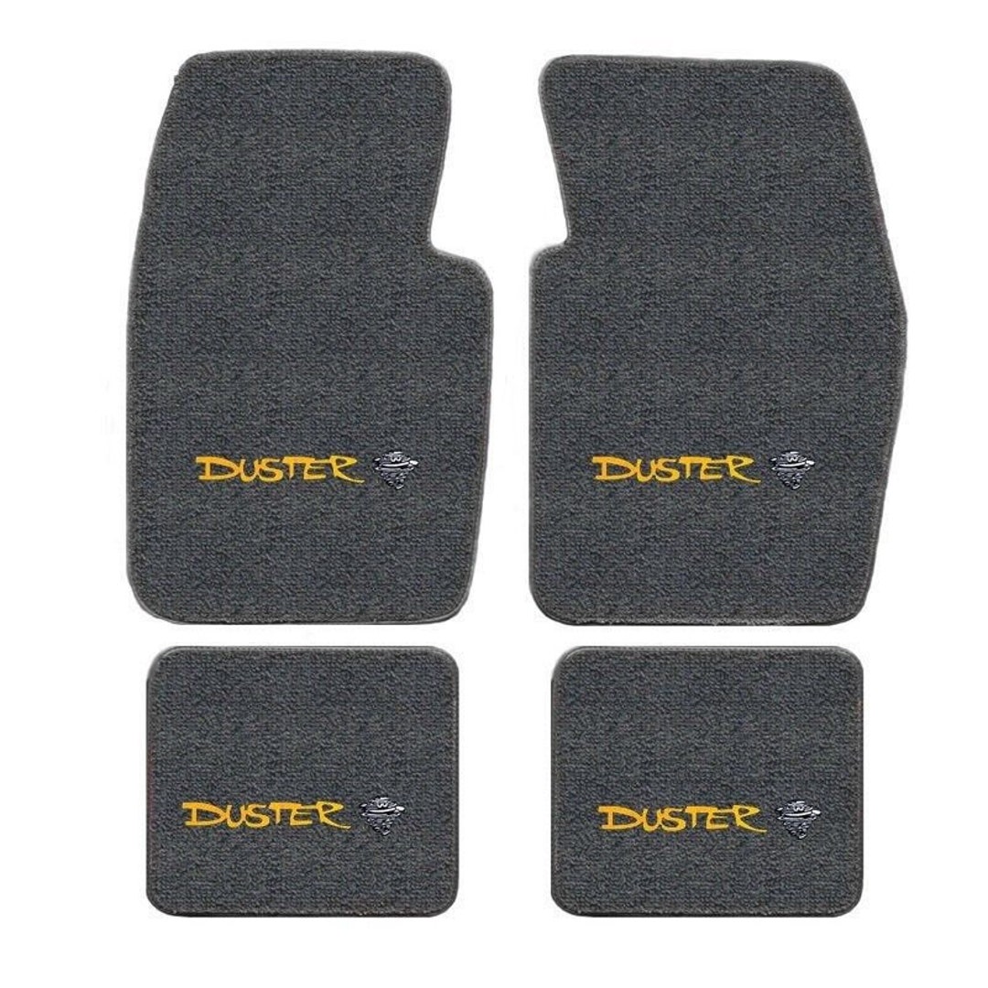 thumbnail image 2 of Auto Custom Carpets 4pc Floor Mats For 1970-1976 Plymouth Duster - Black With Embroidered Logo 2 of 5