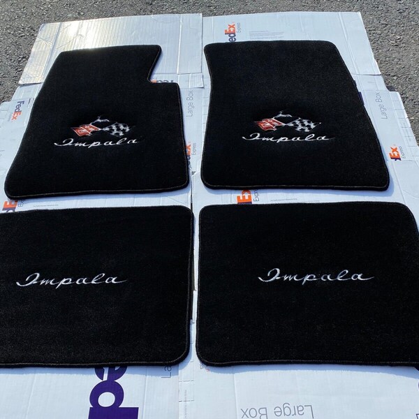thumbnail image 2 of Lloyd Mats Velourtex Front Floor Mats For 1958-1978 Impala – Custom Logo, Choose Color (Black, Gray, Tan, Red, Etc.) 2 of 5